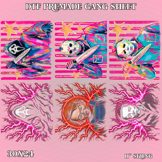 Pink Stripped Halloween - 30x24 - PREMADE GANG SHEET