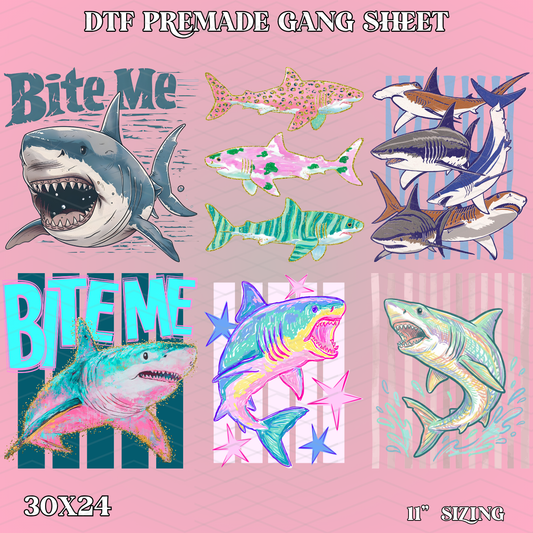 Shark Week - 30x24 -  PREMADE GANG SHEET