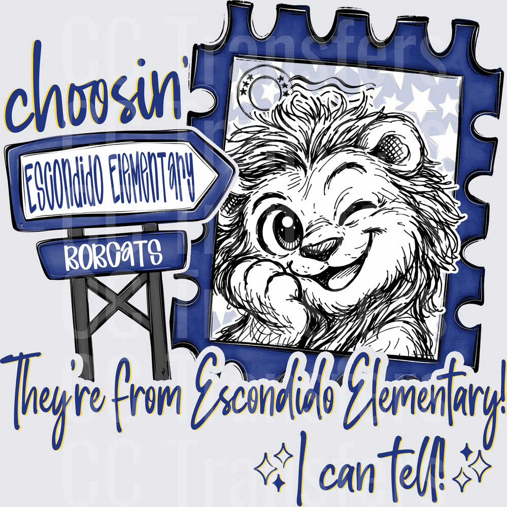 Choosin Escondido Elementary Bobcats Mascot Stamp (DTF)