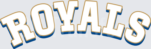 Arched Royals Bold Lettering Blue Gold Shadow (DTF)
