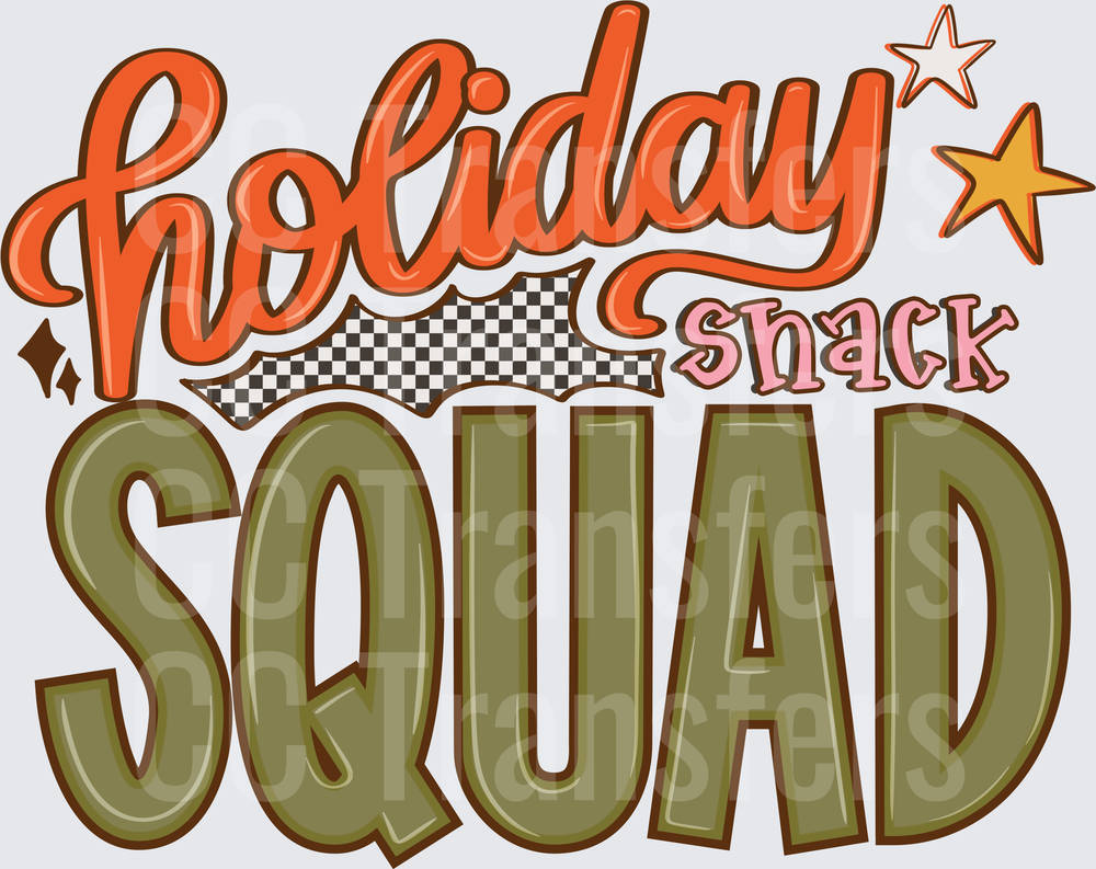Holiday Snack Squad Retro Lettering Stars Design (DTF)