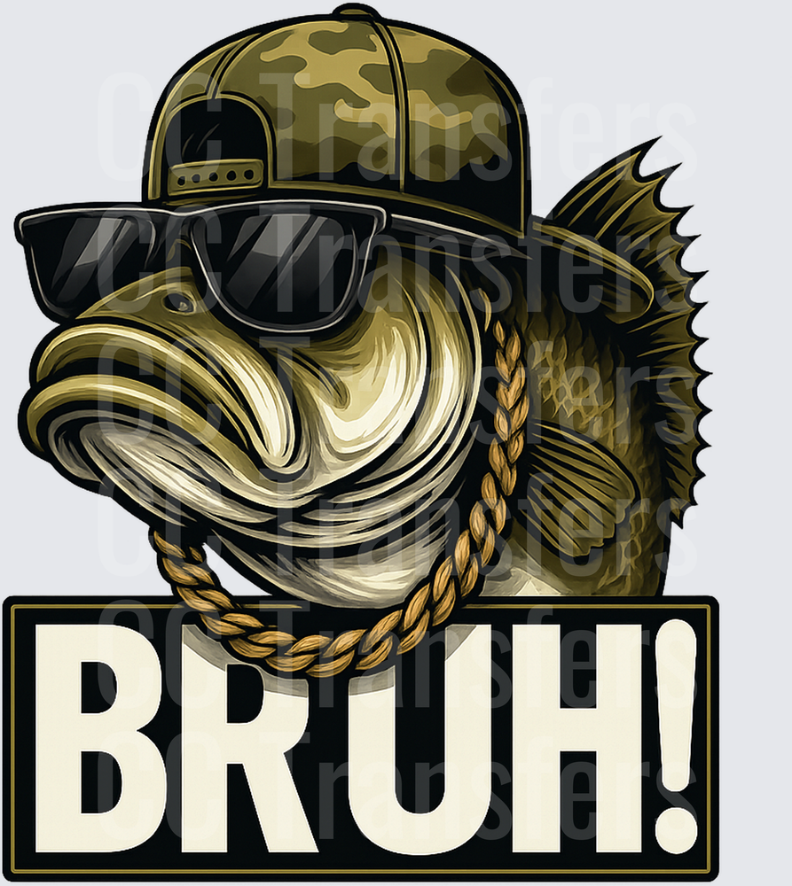 Swag Bass Fish Camo Hat Sunglasses Gold Chain Bruh (DTF)