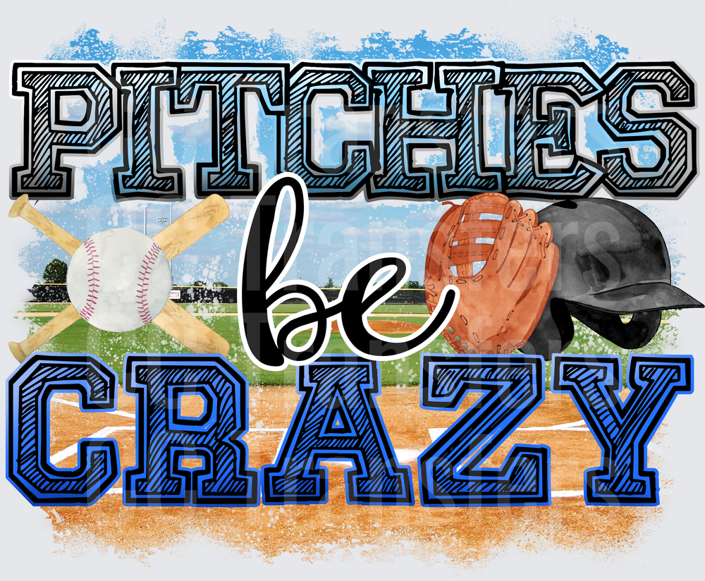 Pitchies Be Crazy Baseball Field Bats Glove Helmet (DTF)