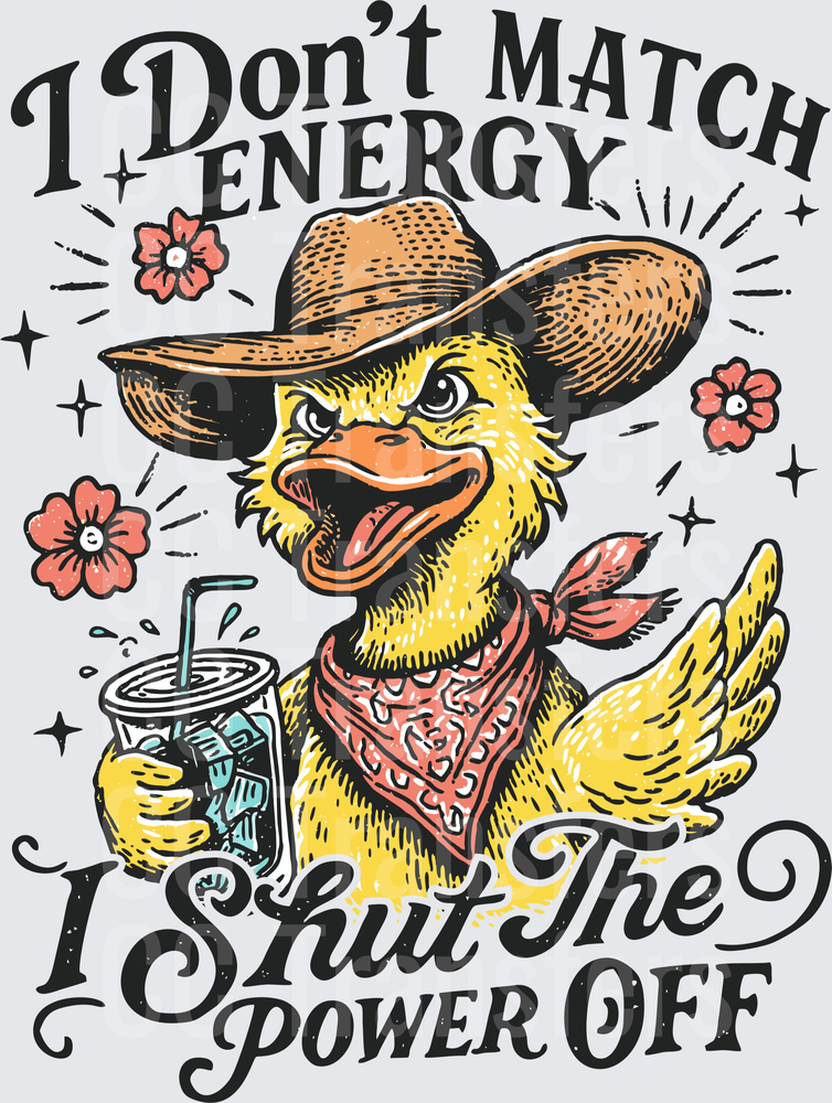I Don't Match Energy I Shut The Power Off Cowboy Duck (DTF)