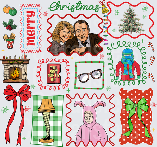 Merry Christmas Holiday Movie Icons Collage (DTF)