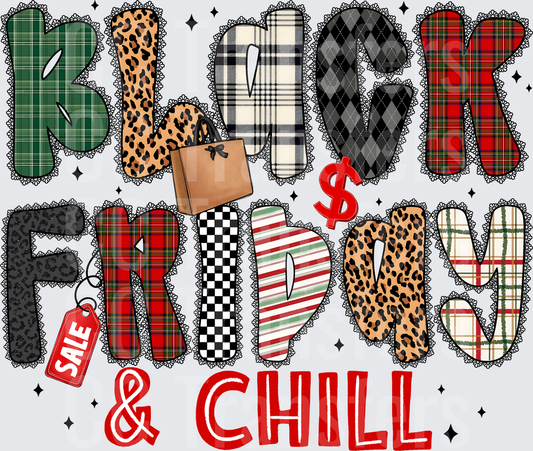 Black Friday & Chill Mixed Pattern Patchwork Letters (DTF)