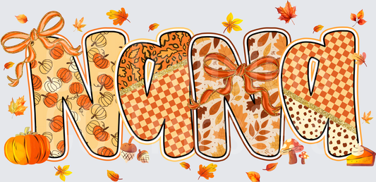 Nana Fall Autumn Pumpkin Leopard Checkered Letters (DTF)