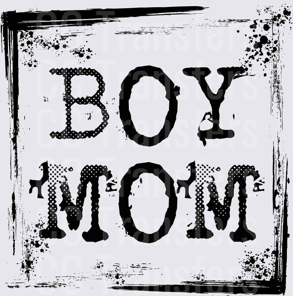 Boy Mom Grunge Ink Splatter Bold Text Design (DTF)