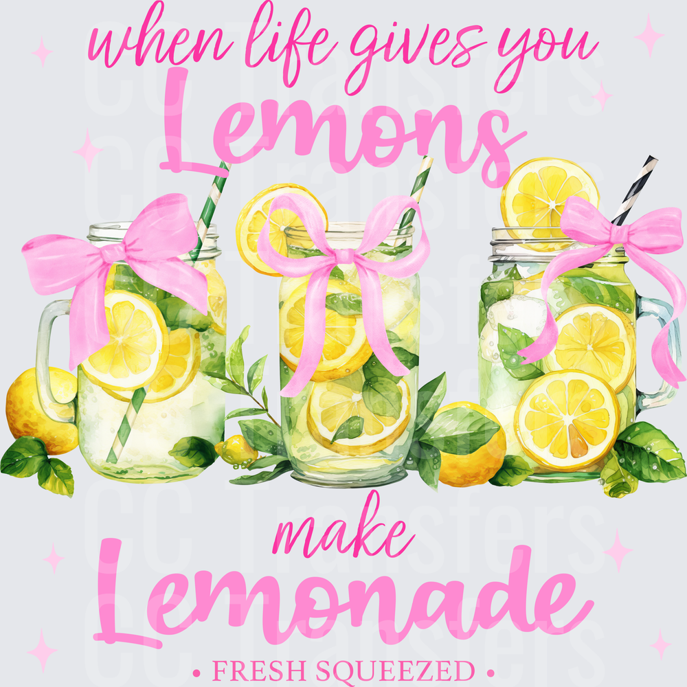 When Life Gives You Lemons Make Lemonade Pink Bow Jars (DTF)