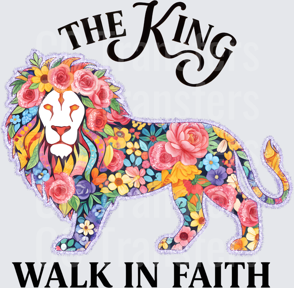 The King Walk In Faith Floral Lion (DTF)
