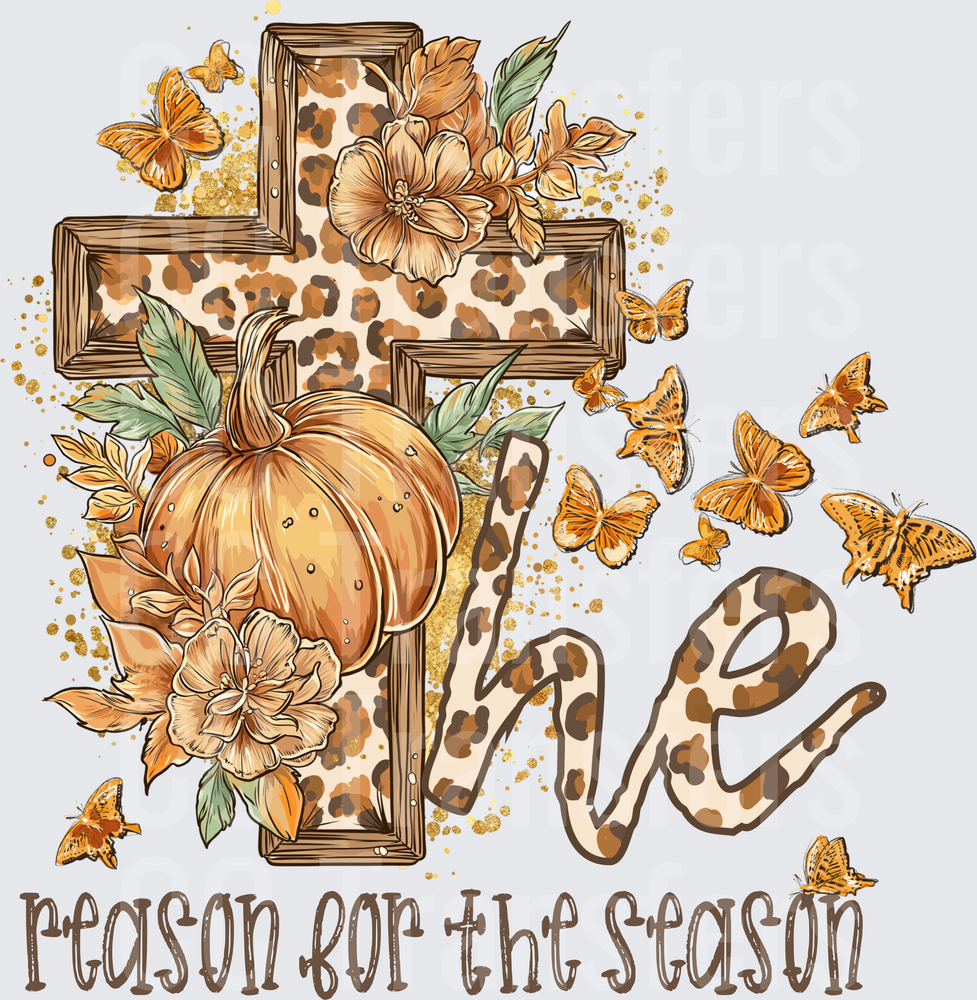 He Is The Reason For The Season Fall Leopard Cross DTF