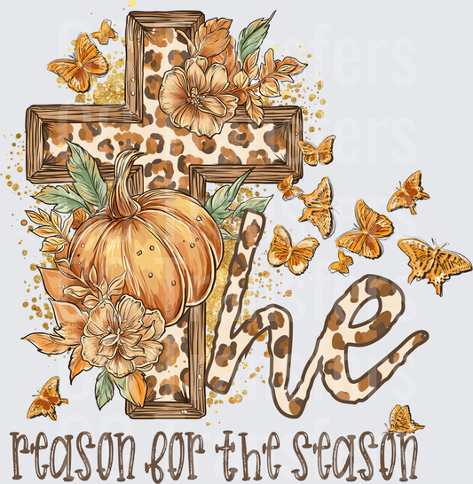He Is The Reason For The Season Fall Leopard Cross DTF