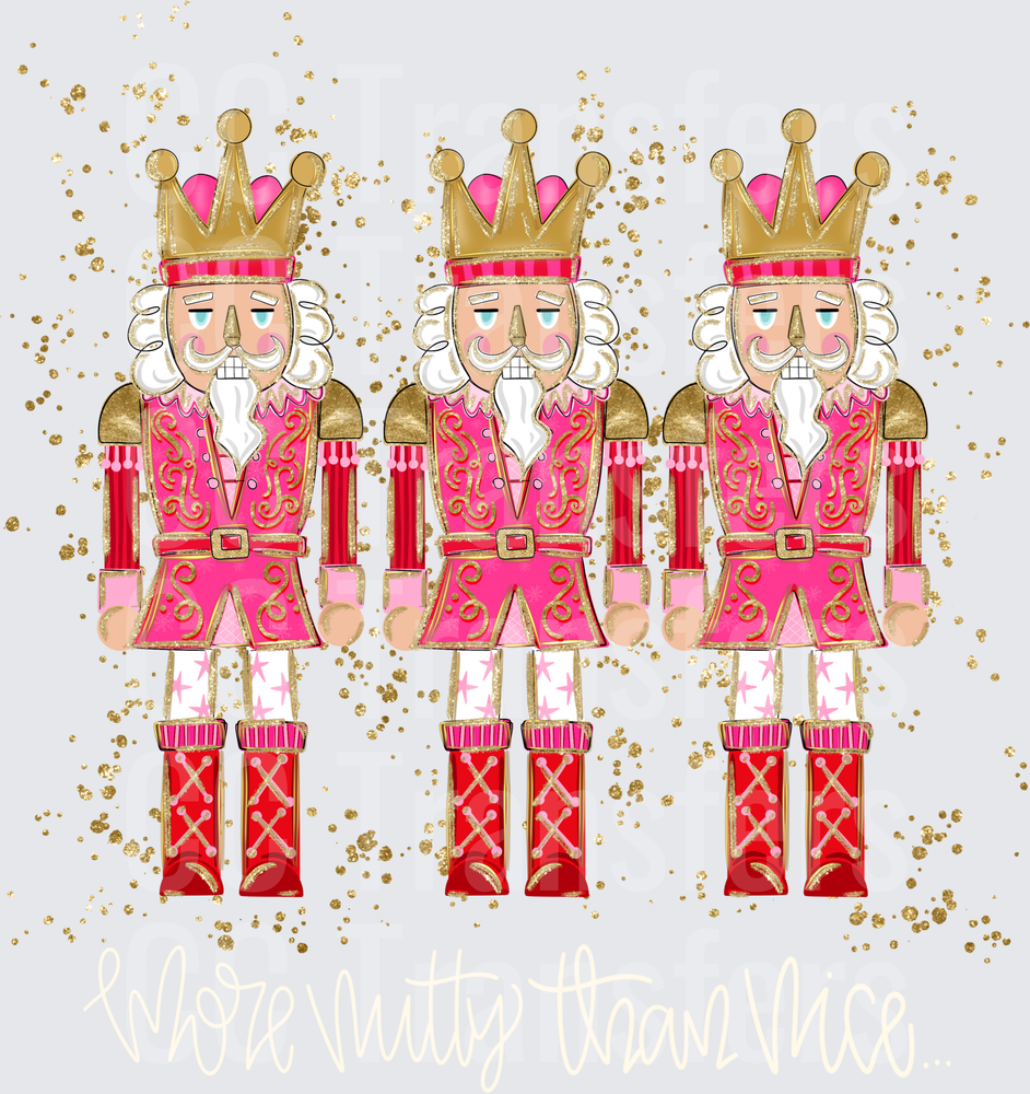 Triple Pink Gold Glitter Nutcracker Christmas (DTF)