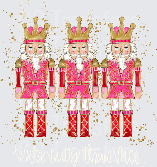 Triple Pink Gold Glitter Nutcracker Christmas (DTF)