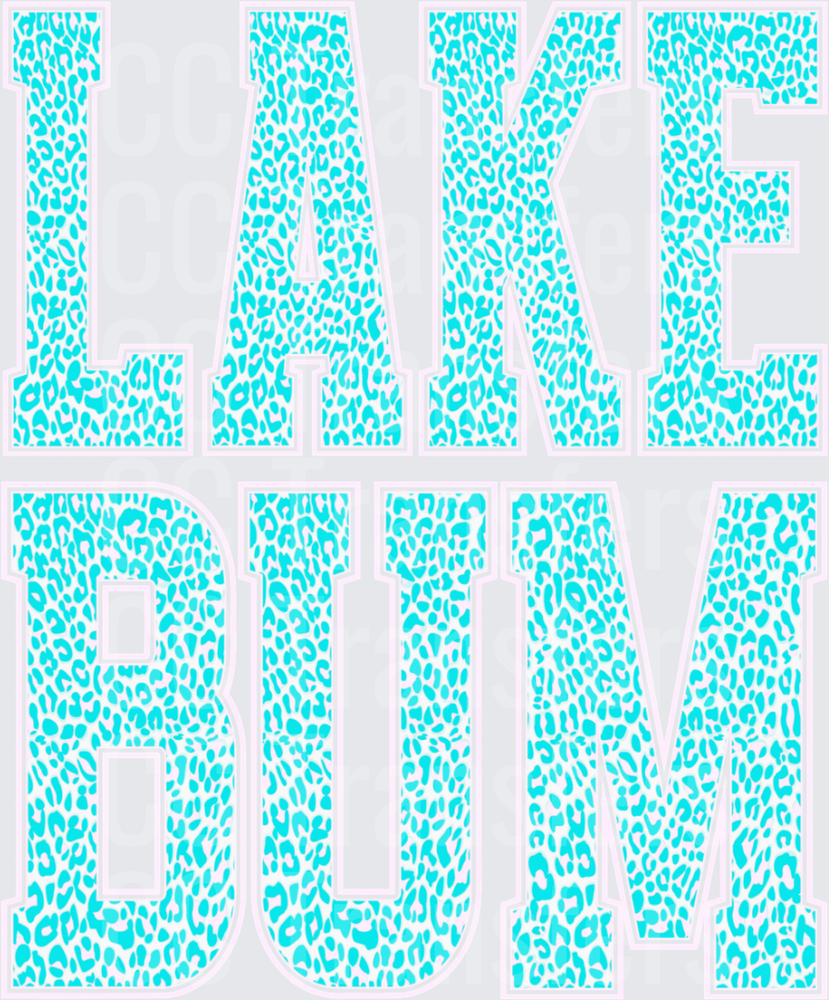 Lake Bum Turquoise Cheetah Print Bold Letters (DTF)