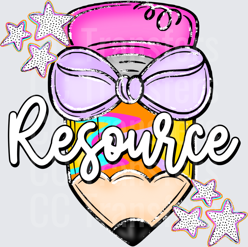 Cute Pencil with Bow and Stars Resource Script (DTF)