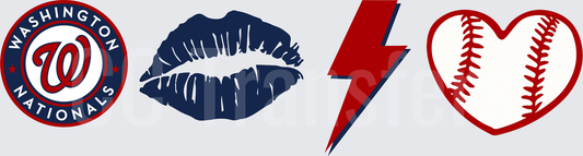 Baseball Team Logo Lips Lightning Heart Set (DTF)