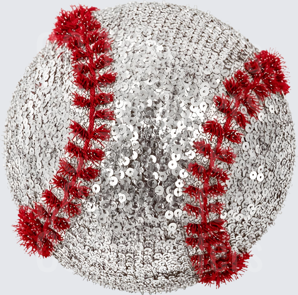 Sparkly Sequin Baseball with Red Stitching (DTF)