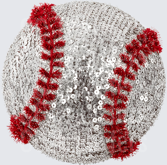 Sparkly Sequin Baseball with Red Stitching (DTF)