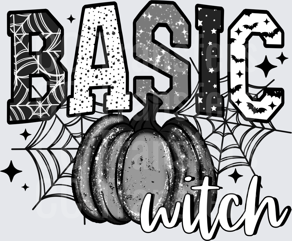 Basic Witch Glitter Pumpkin Spider Web Halloween (DTF)