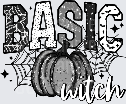 Basic Witch Glitter Pumpkin Spider Web Halloween (DTF)