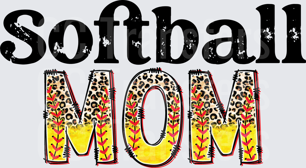 Softball Mom Leopard Print Distressed Lettering (DTF)
