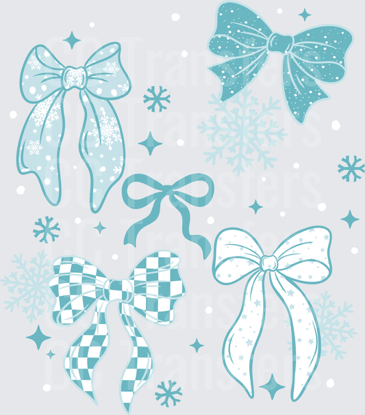 Winter Blue Coquette Bows Snowflakes Bundle (DTF)