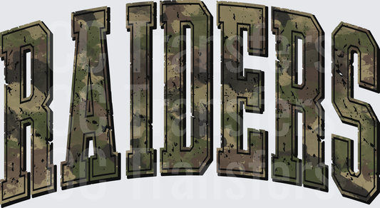 Raiders Arched Camo Distressed Bold Lettering (DTF)
