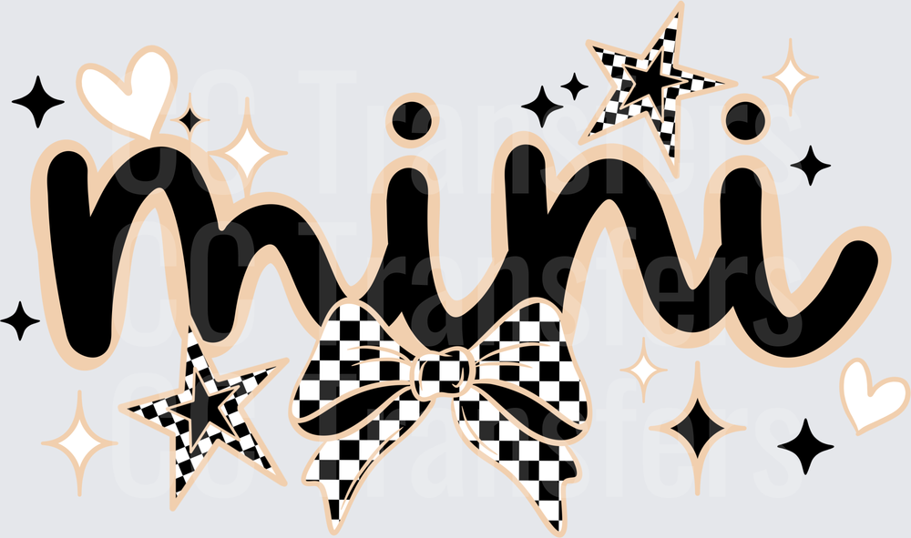 Mini Retro Checkered Bow Stars Sparkles Hearts (DTF)