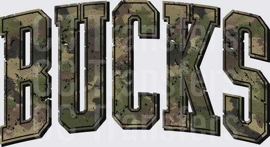 Bucks Camo Distressed Bold Block Letters (DTF)