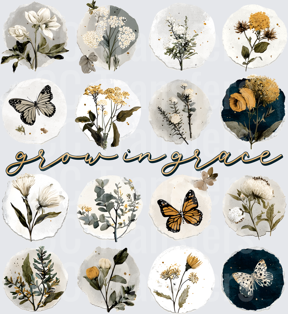 Grow In Grace Botanical Wildflower Butterfly Bundle (DTF)