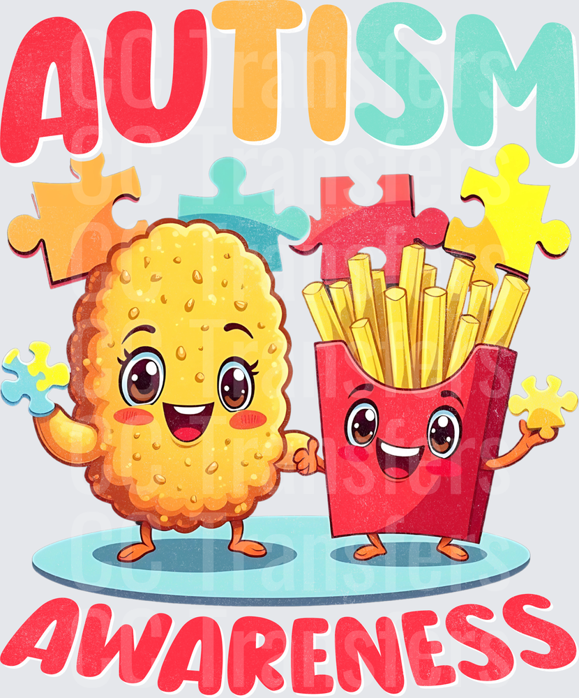 Autism Awareness Cute Chicken Nugget and Fries Duo (DTF)