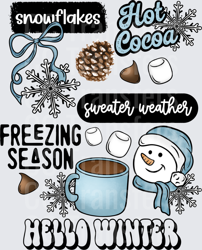 Hello Winter Snowman Hot Cocoa Winter Bundle (DTF)