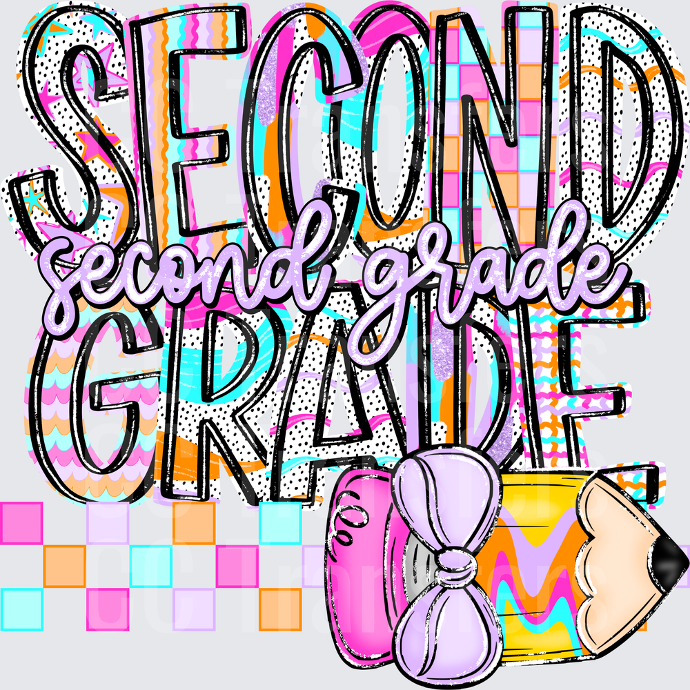 Second Grade Colorful Bold Typography School Supply (DTF)
