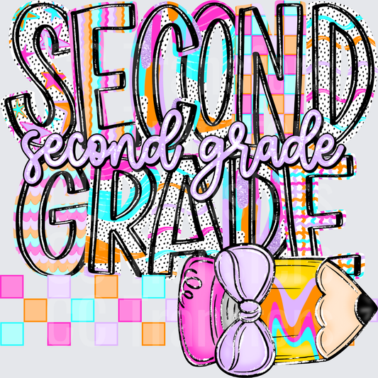 Second Grade Colorful Bold Typography School Supply (DTF)