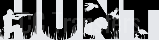 HUNT Letter Silhouette Turkey Hunter Wild Birds Design (DTF)