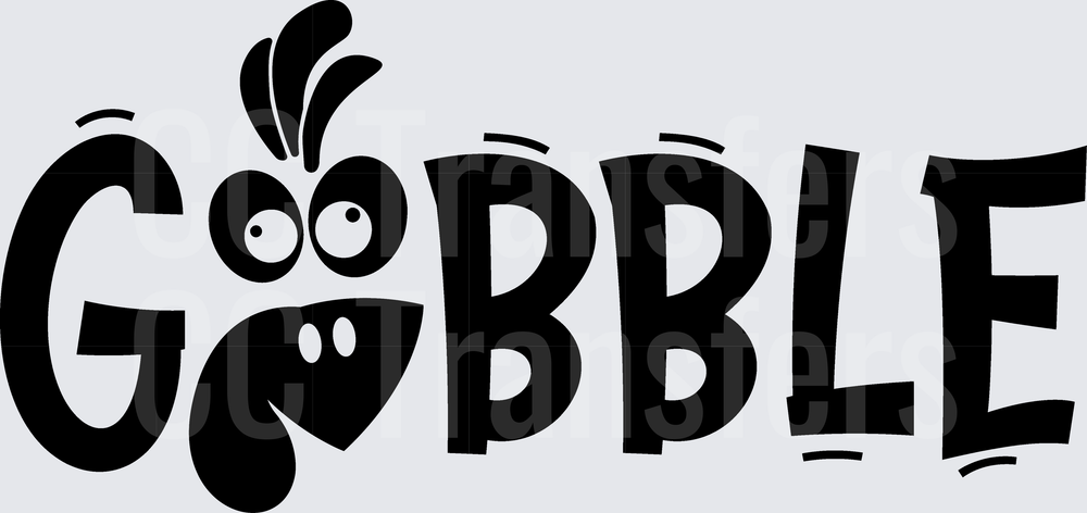 Gobble Turkey Face Funny Thanksgiving Word Art (DTF)