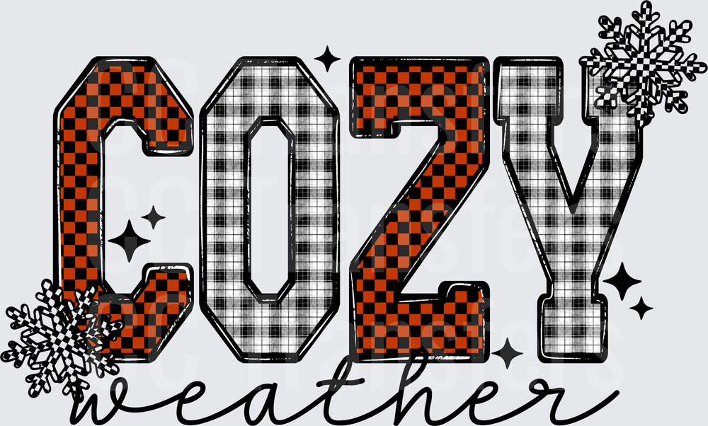 Cozy Weather Plaid Checkered Snowflake Winter Design (DTF)