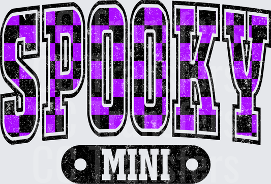 Spooky Mini Purple Black Checkered Varsity Grunge (DTF)