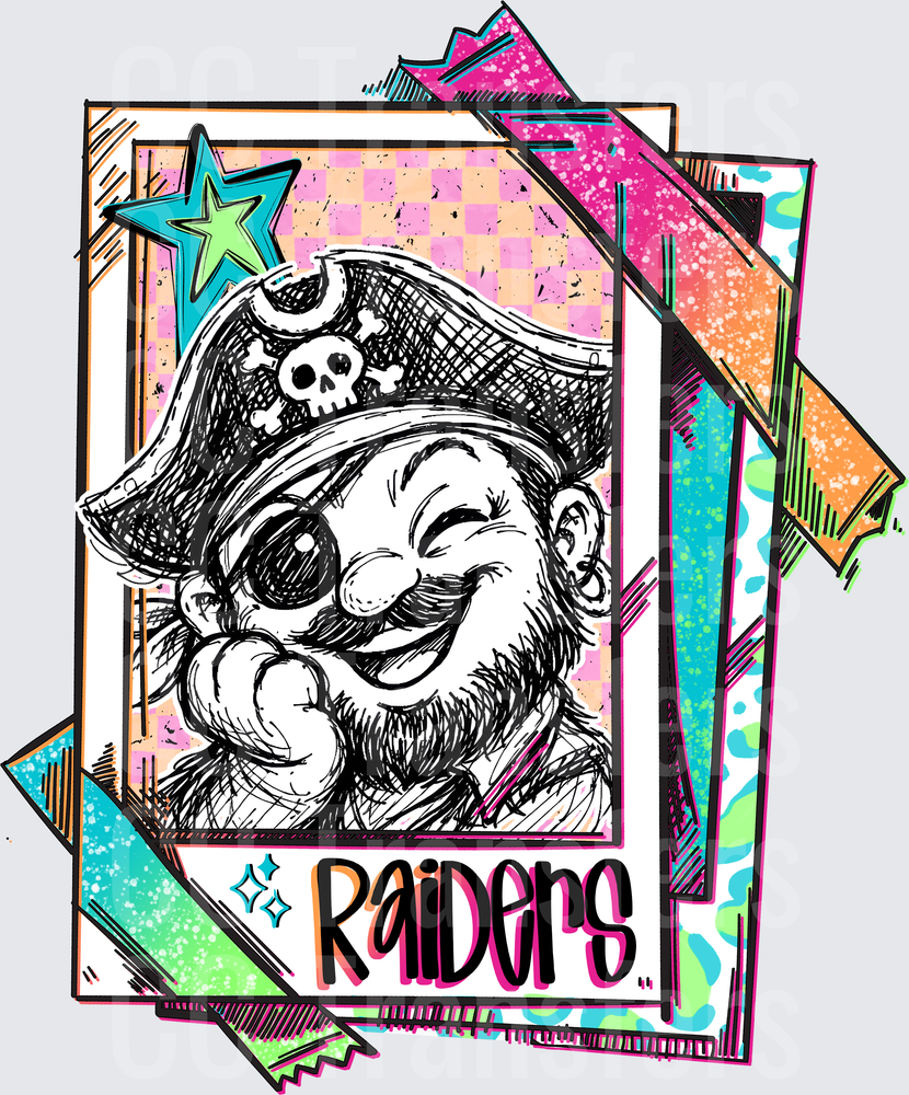 Laughing Pirate Raiders Retro Card Colorful Pop Art (DTF)