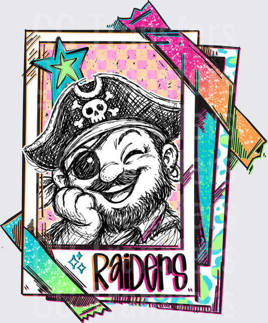 Laughing Pirate Raiders Retro Card Colorful Pop Art (DTF)