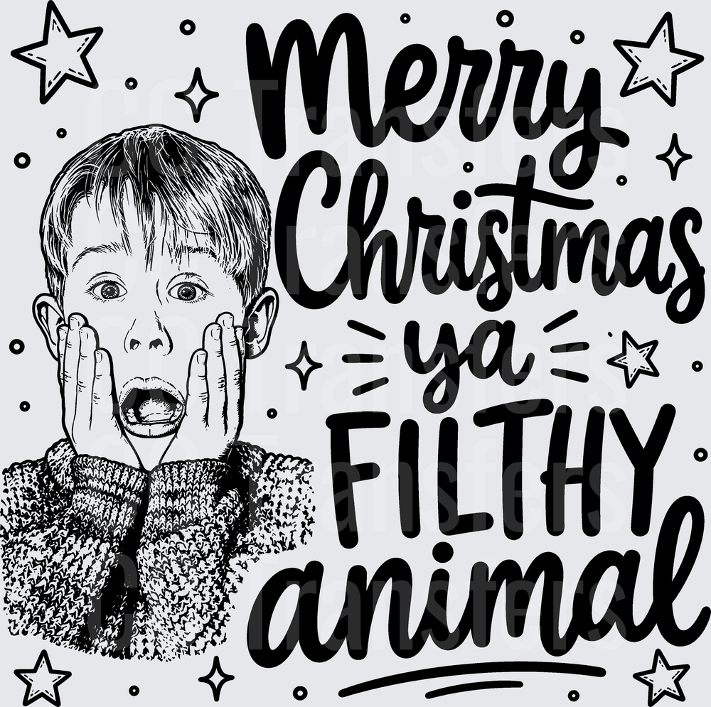 Merry Christmas Ya Filthy Animal Shocked Boy (DTF)