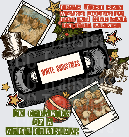 Vintage Christmas Movie VHS Collage Holiday Quote (DTF)
