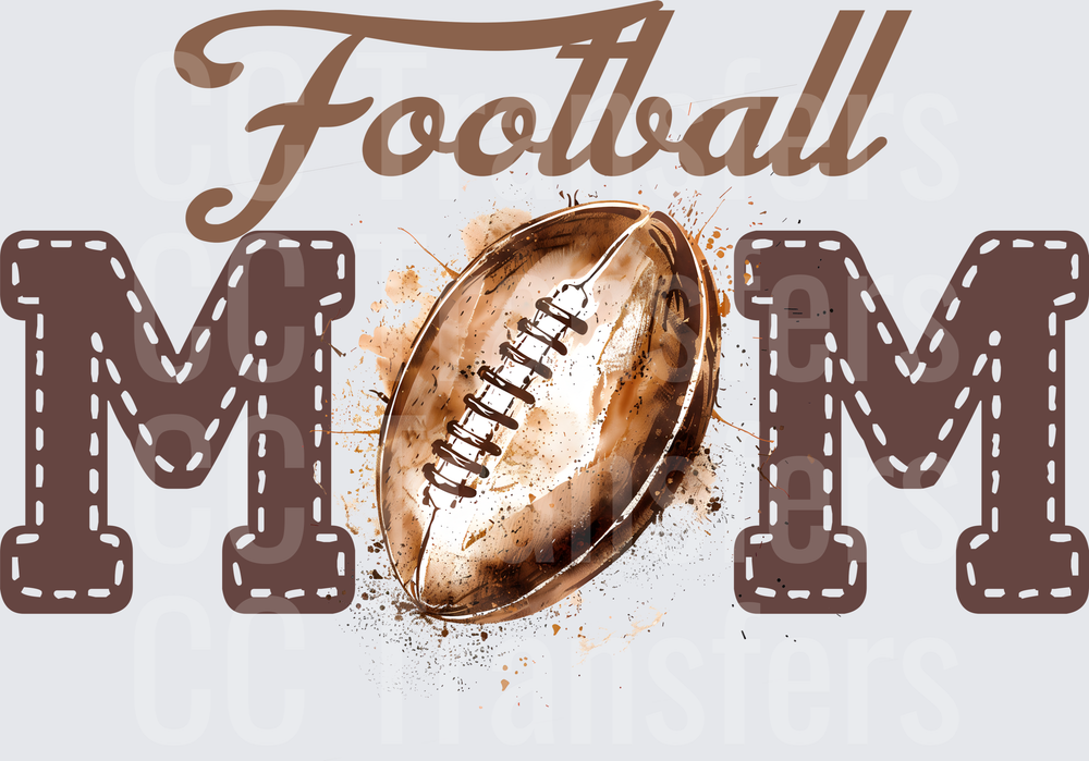 Football Mom Varsity Letter Watercolor Grunge Design (DTF)