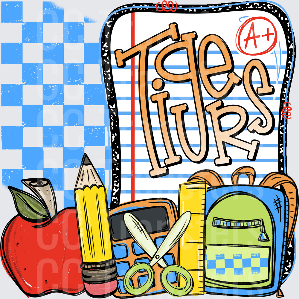 Tigers Back to School Supplies Notebook A+ Design (DTF)