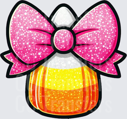 Glitter Candy Corn with Pink Sparkle Bow (DTF)