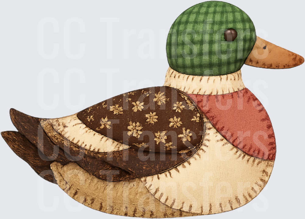 Primitive Patchwork Mallard Duck Folk Art (DTF)