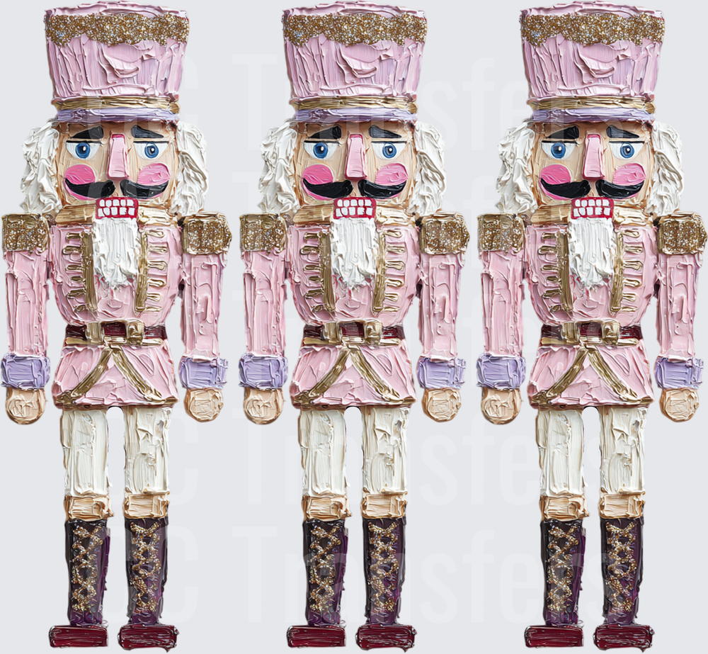 Trio of Pink Gold Glitter Soldier Nutcrackers (DTF)