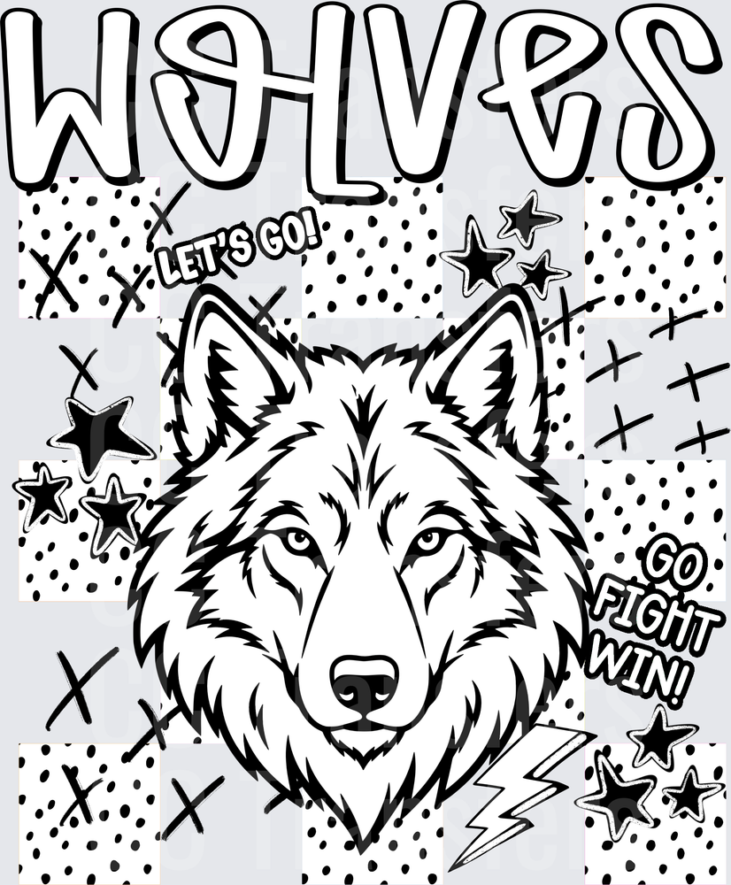 Wolves Dotties And Doodles (DTF)