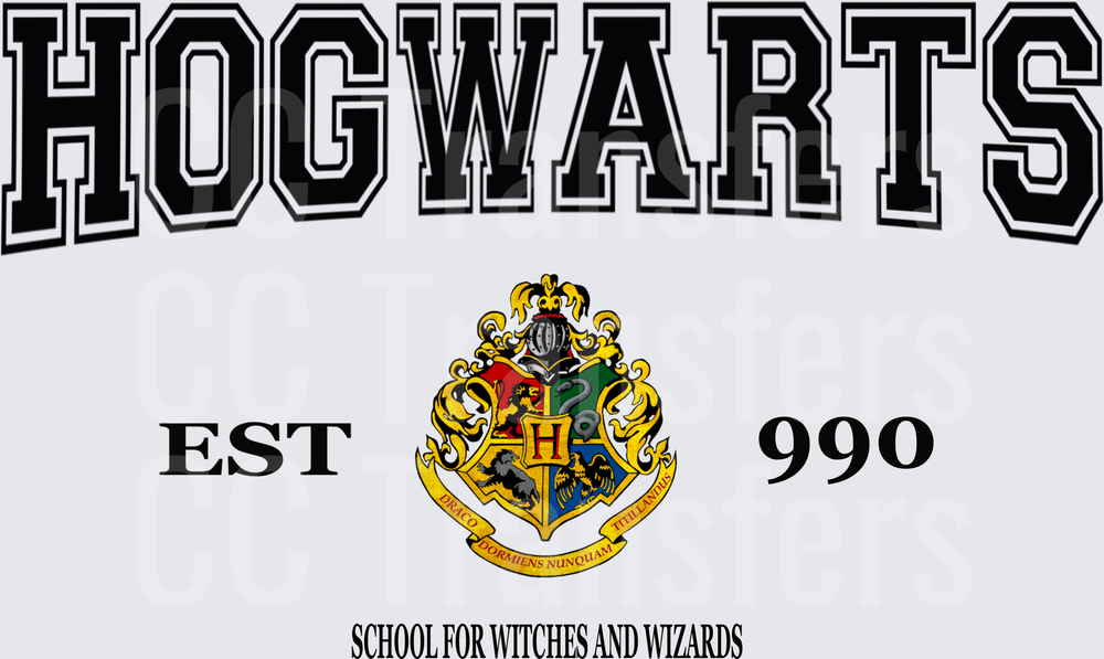 Hogwarts Est 990 School For Witches And Wizards Crest (DTF)